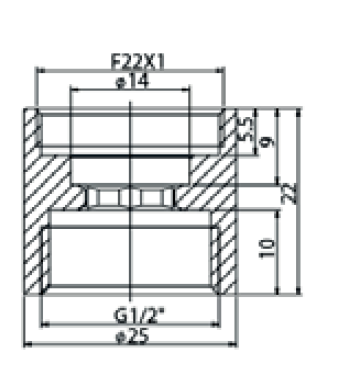 RIDUZIONE PER AERATORE F.22 X 1/2" F