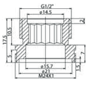 RIDUZIONE PER AERATORE M.24 X 1/2" M