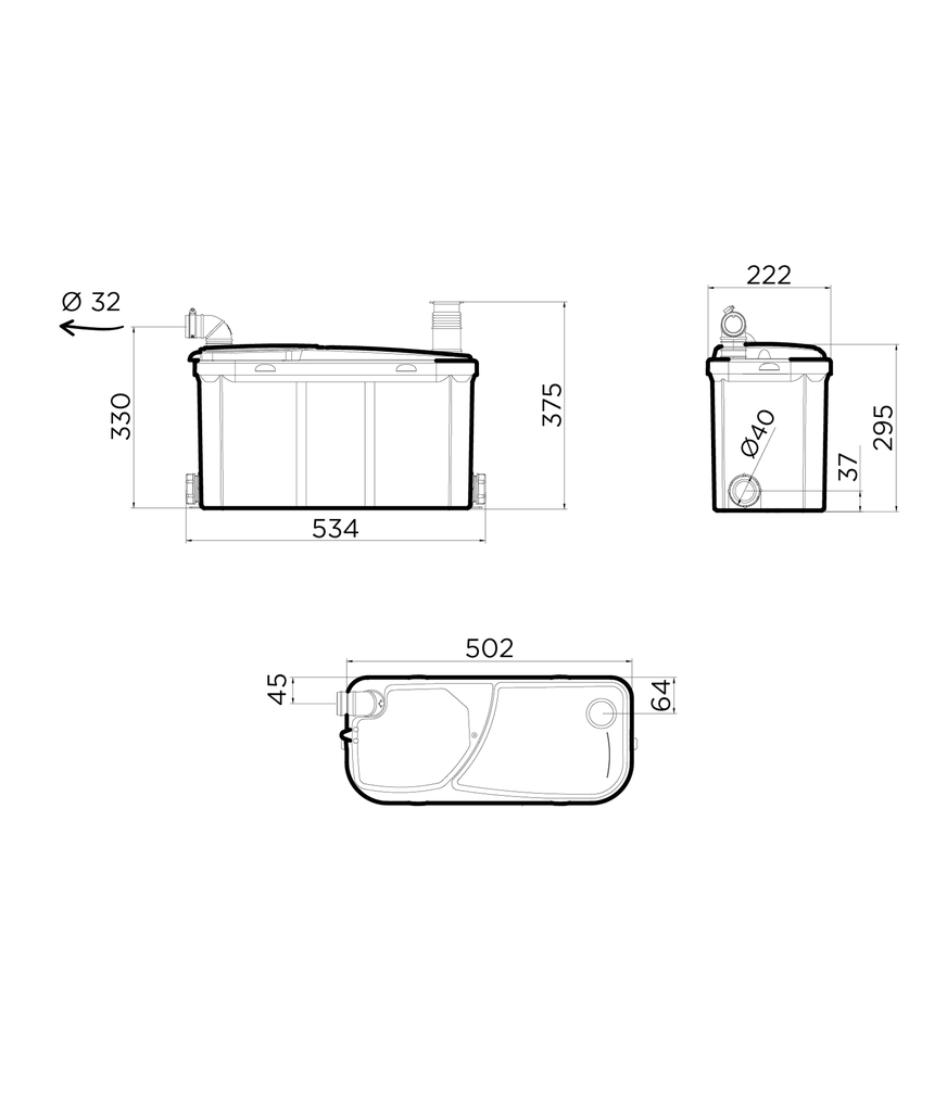 TRITURATORE-WATERSAN 20 SCARICO ACQUE CHIARE (6UTENZE)
