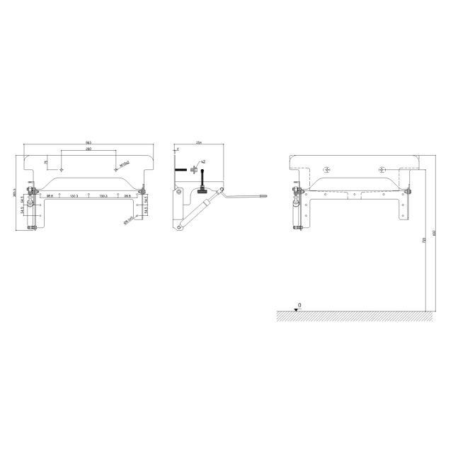 MECCANISMO INCLINAZIONE PNEUMAUTICA PER  LAVABO 