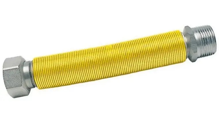 FLESSIBILE INOX GAS ESTENDIBILE CON PVC GIALLO  DA 1" MF- 250/490MM