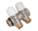 COLLETTORE INCLINATO 3/4" 2VIE CON VALVOLE MANIGLIA BIANCO