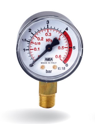 MANOMETRO ATTACCO RADIALE  D.50 G 1/4" 0-6 BAR