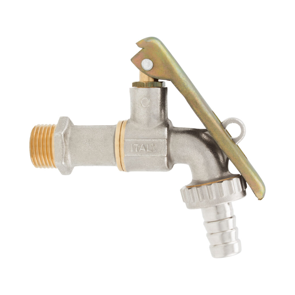RUBINETTO PORTAGOMMA NICHELATO 1/2" CON PORTALUCCHETTO