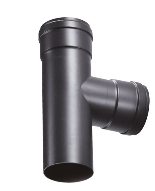 TEE NERO 90°CON INNESTO F. D.80 PELLET