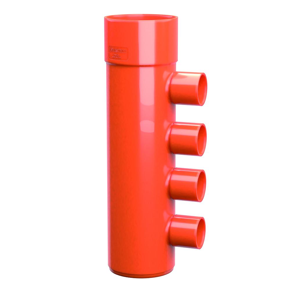 DERIVAZIONE MULTIPLA 4 VIE 100/40/40/40/40 ROSSO