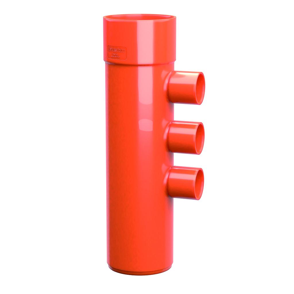 DERIVAZIONE MULTIPLA 3 VIE 100/40/40/40 ROSSO