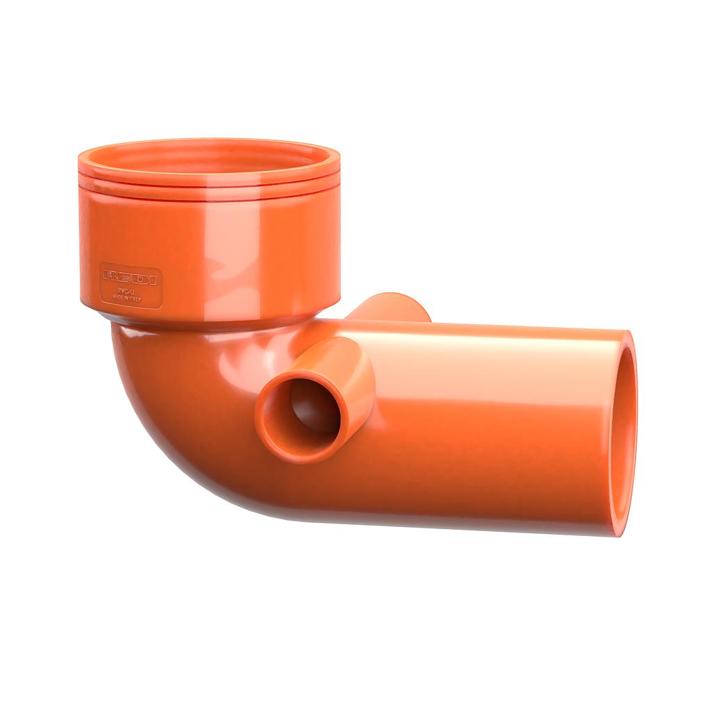 CURVA WC 2 ATTACHI LATERALI D100/40-40 ROSSO