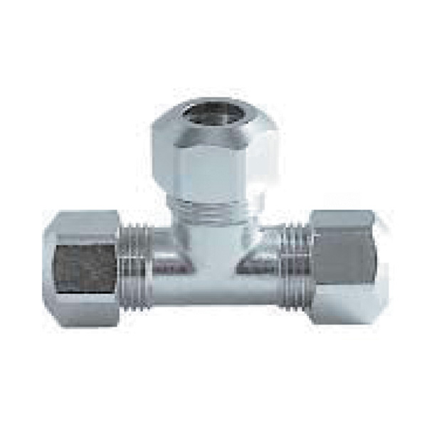 TEE 3 LATI PER TUBO RAME 12X12 CROMATO