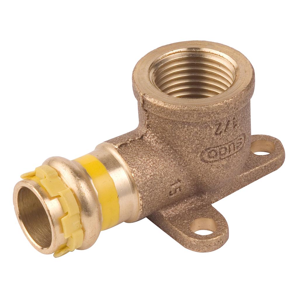 GOMITO FEMMINA CON FLANGIA BRONZO PRESSARE GAS 18X1/2