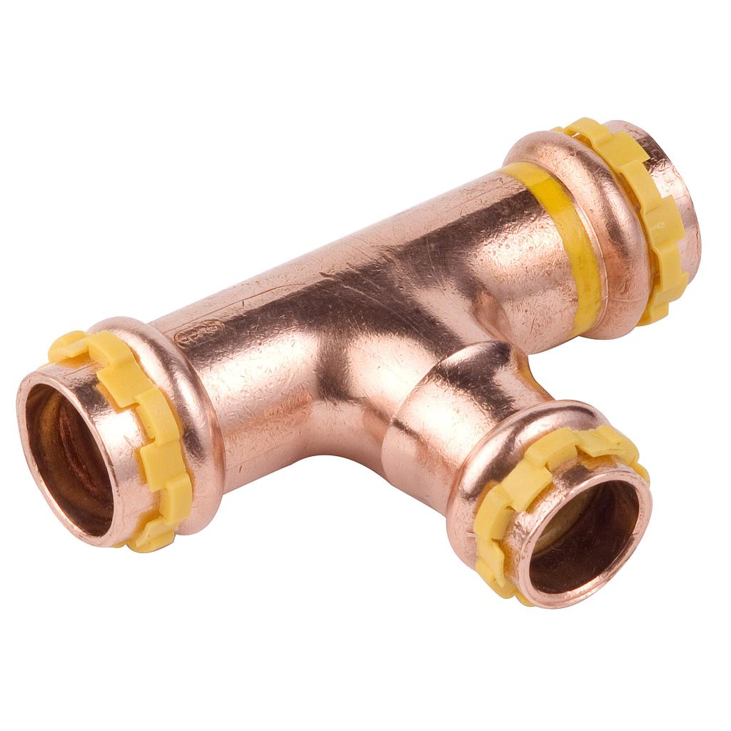 TEE RIDOTTA FEMMINA RAME PRESSARE GAS D22X18X22