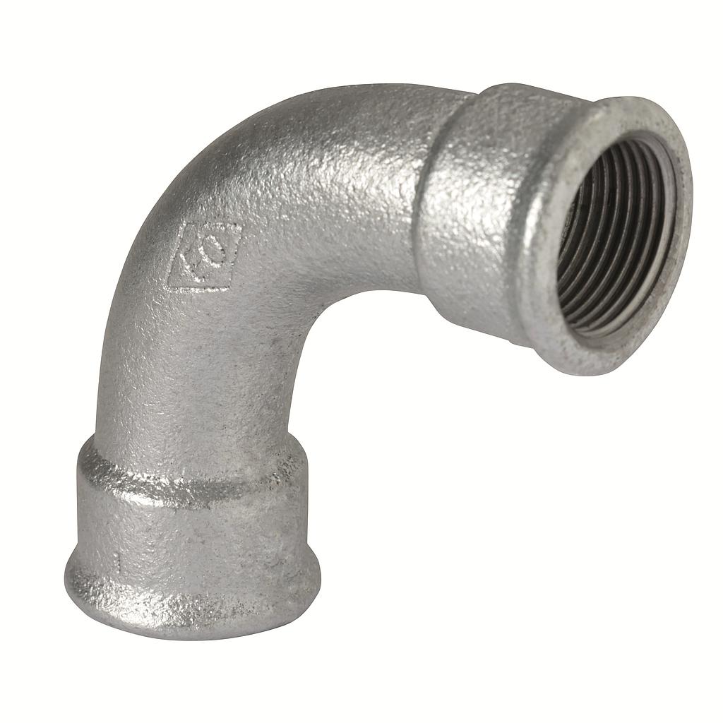 CURVA 90° FEMMINA/FEMMINA 1"1/4 ZINCATO