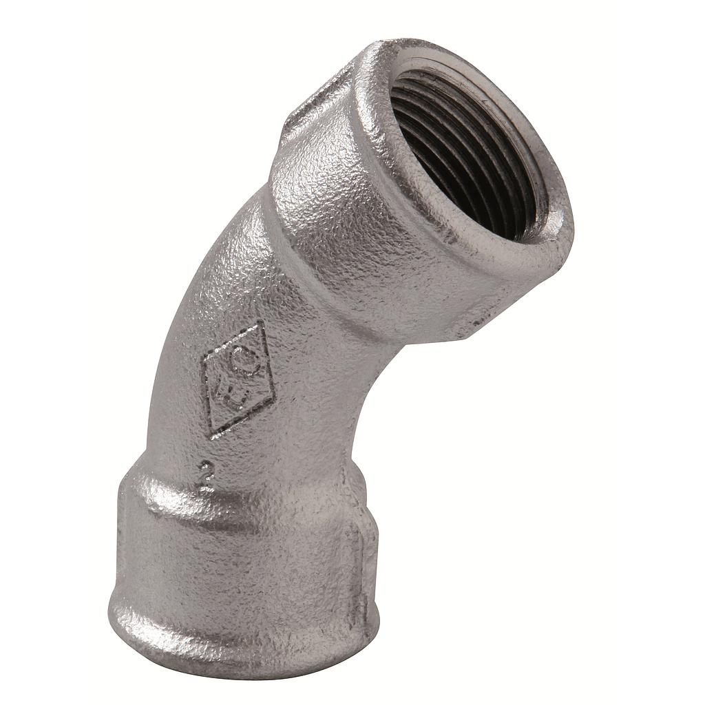 CURVA 45° FEMMINA/FEMMINA 1"1/4 ZINCATO