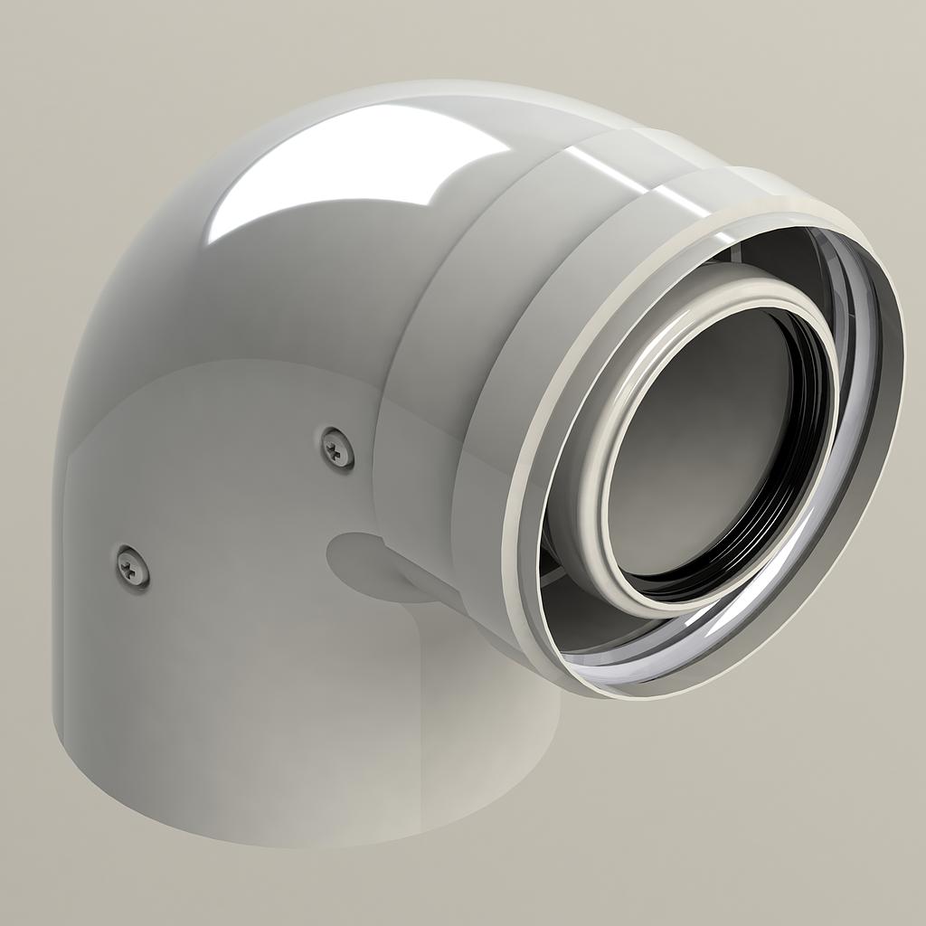 CURVA COASSIALE 90°MF CONDENSAZIONE D60/100 CON GUARNIZONE