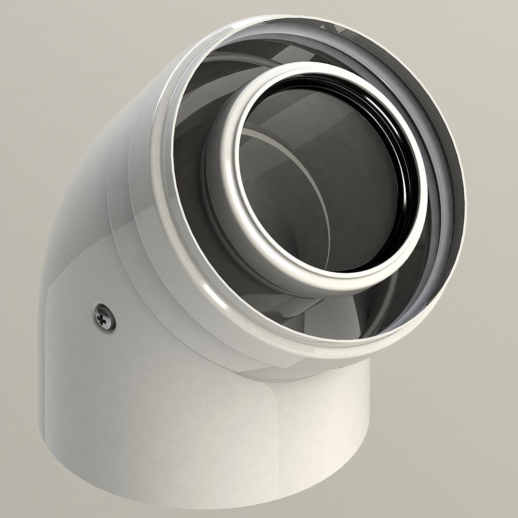 CURVA COASSIALE 45°MF CONDENSAZIONE D60/100 CON GUARNIZIONE