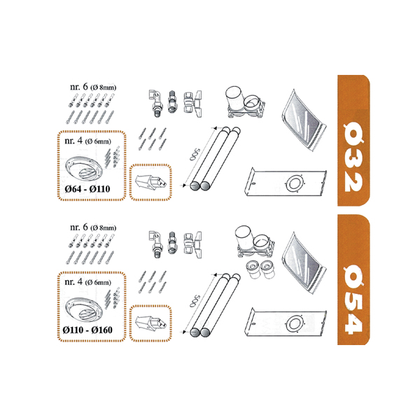 KIT TUBAZIONI+DIMA D.54 PER POSTE 70 L=500