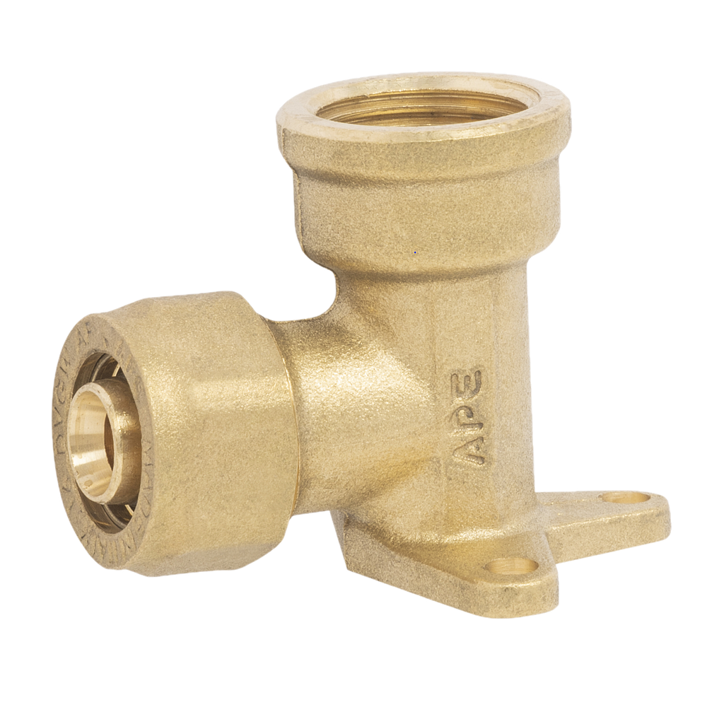 GOMITO FEMMINA FLANGIATO 16X1/2 GIALLO   PER MULTISTRATO INSERTO FISSO