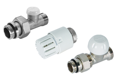 KIT  VALVOLA DRITTA TERMOSTATIZZABILE+DETENTORE+TESTA TERMOSTATICA 3/8" ATTACCO 1/2