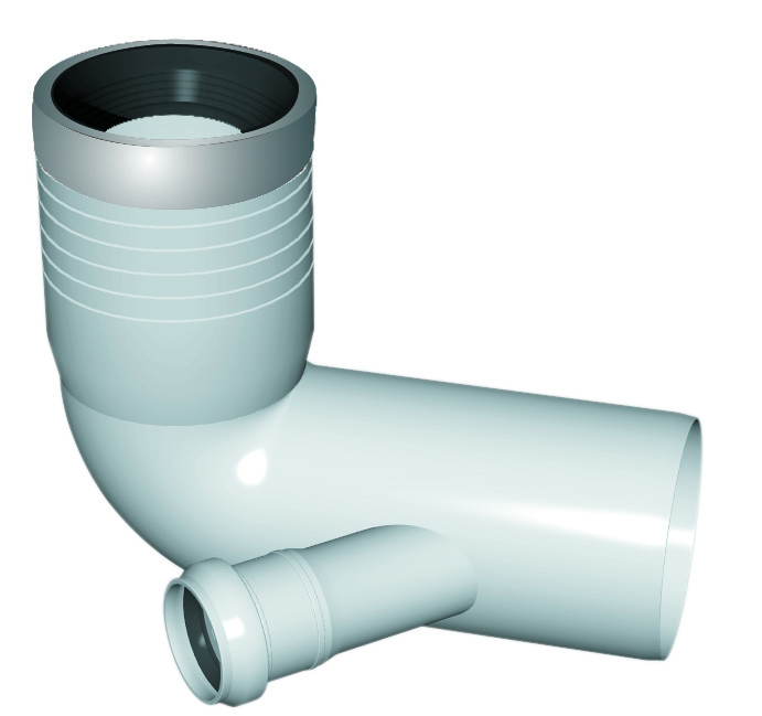 CURVA WC PROLUNGATA CON GUARNIZIONE E TAPPO 110/40 DESTRA
