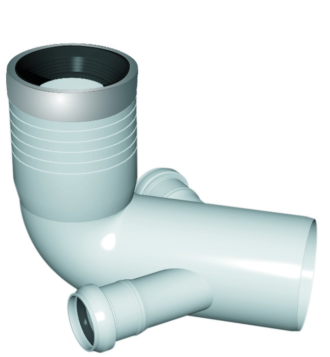 CURVA WC PROLUNGATA 2 ATTACCHI CON GUARNIZIONE E TAPPO 90/40