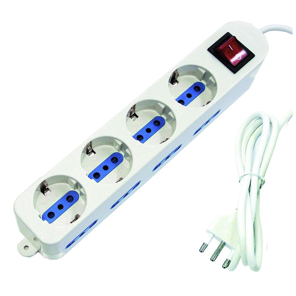 MULTIPRESA 12 POSTI 4 SCHUKO-8 BIVALENTI