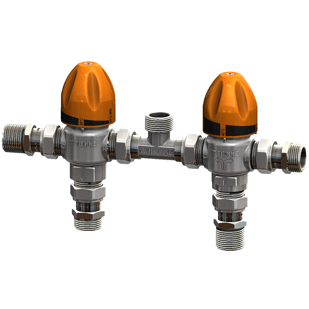 KIT SOLARE 5VIE DEVIATRICE 45°C MISCELATORE TERMOSTATICO