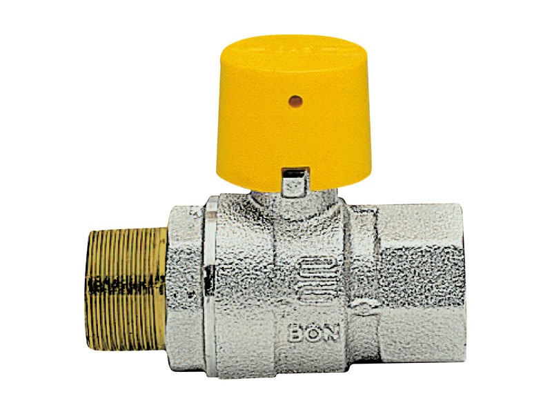 VALVOLA SFERA CON CAPUCCIO SIGILLO GIALLO A PASSAGGIO TOT.  FF 1"1/2