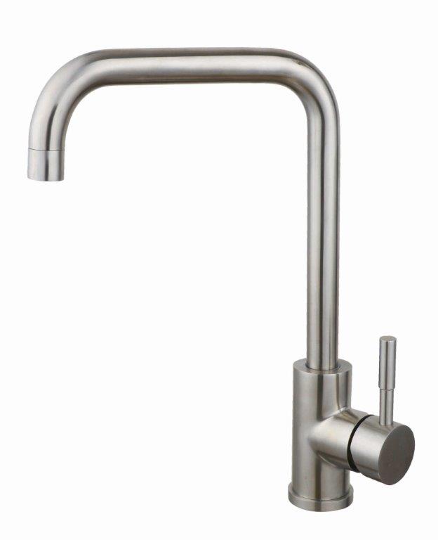 MISCELATORE LAVELLO CUCINA CROMO SATINATO CANNA QUADRATA