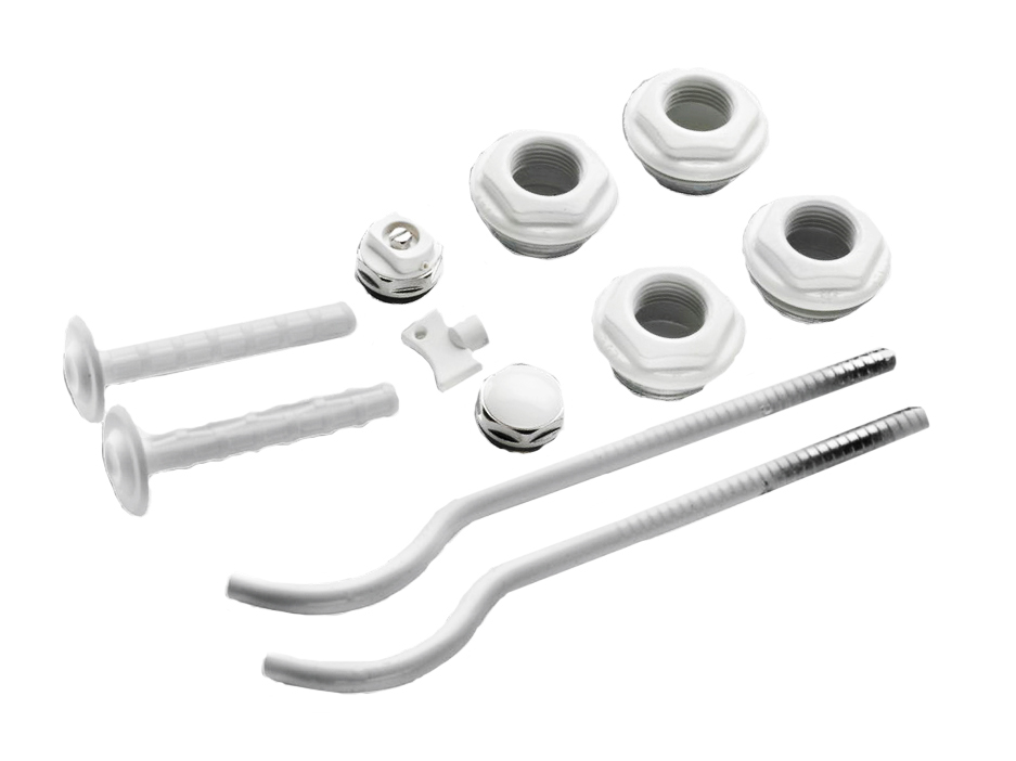 KIT UNIVERSALE BIANCO PER RADIATORE IN ALLUMINIO D42-1"X3/8" COMPLETE DI MENSOLE 