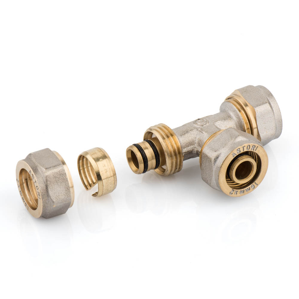 TEE 3 LATI 16X16X16 NICHELATO PER MULTISTRATO INSERTO FISSO ASTORI