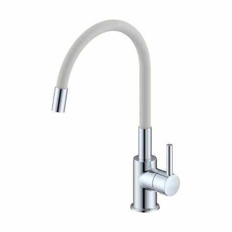 MISCELATORE MONOCOMANDO CUCINA CON CANNA MOVIBILE IN GOMMA SNAKE BIANCO