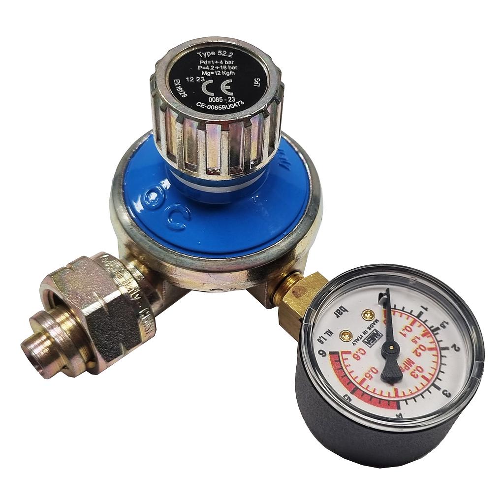 RIDUTTORE DI ALTA PRESSIONE 12 KG  CON MANOMETRO  0-4 BAR
