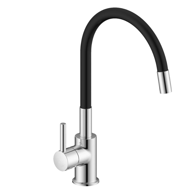MISCELATORE MONOCOMANDO CUCINA CON CANNA MOVIBILE IN GOMMA SNAKE NERO