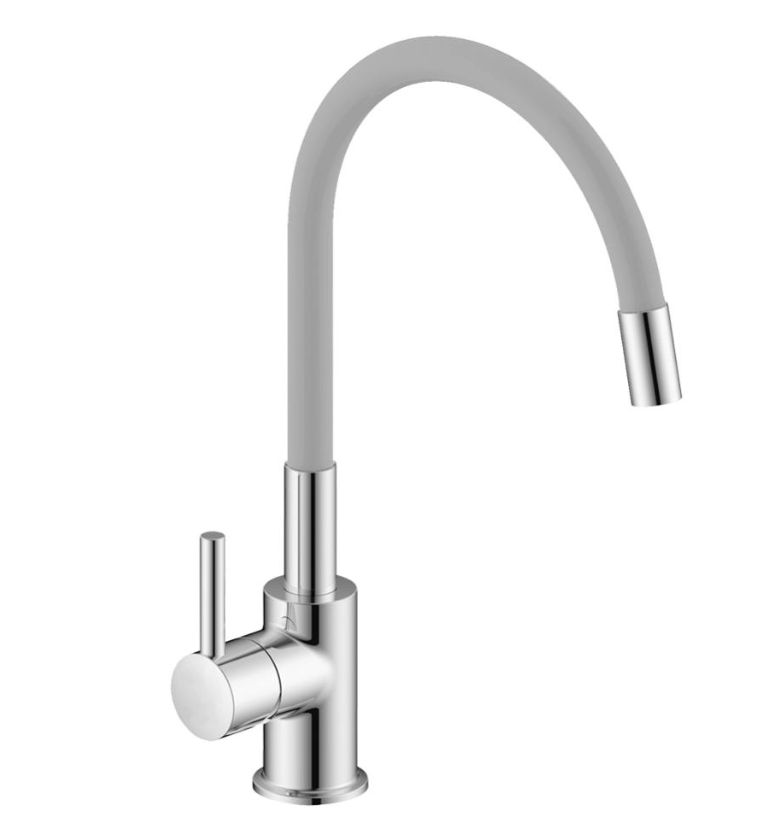 MISCELATORE MONOCOMANDO CUCINA CON CANNA MOVIBILE IN GOMMA SNAKE GRIGIO