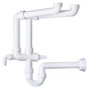 SIFONE SALVA-SPAZIO PP PER LAVABO 2 VASCHE 2 ATTACCHI LAV. D40 1"1/2