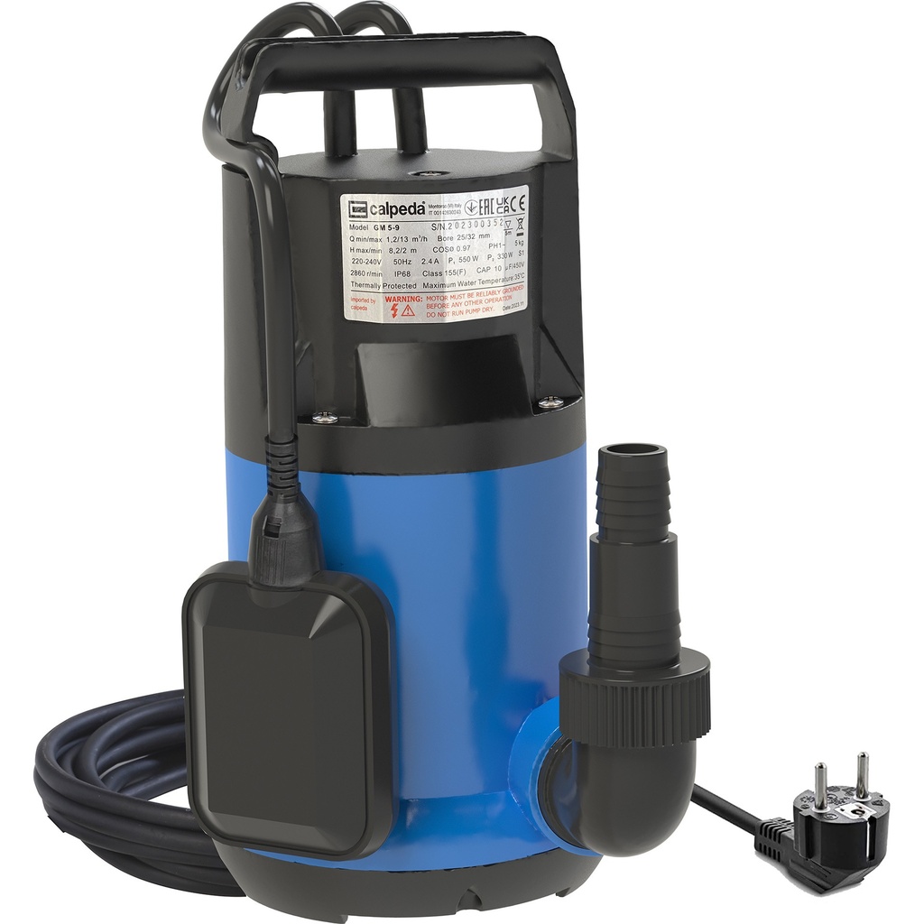 ELETTROPOMPA SOMMERSA PER DRENAGGIO PER ACQUA PULITA HP 0,45 GM 5-9