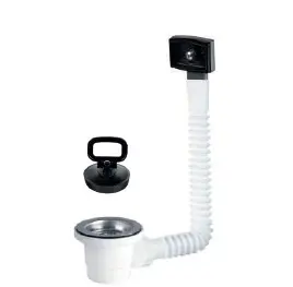 PILETTA PER LAVELLI 1"1/2 CON TROPPO PIENO  RETTANGOLARE+PIASTRINA INOX E TAPPO D.52