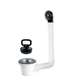 PILETTA PER LAVELLI 1"1/2 CON TROPPO PIENO  TONDO+PIASTRINA INOX E TAPPO D.52 
