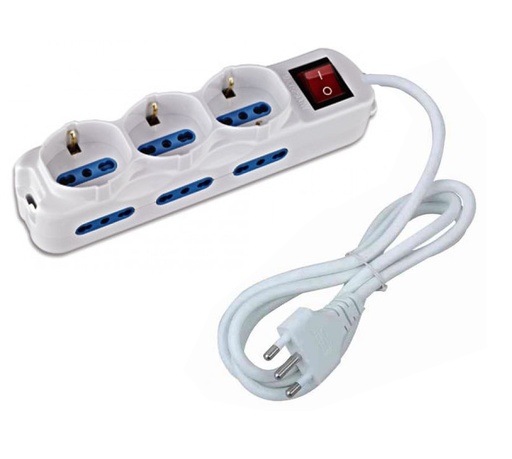 [EPDCK11101] MULTIPRESA 9 POSTI 3 SCHUKO - 6 BIVALTI CON CAVO DA 1,5M