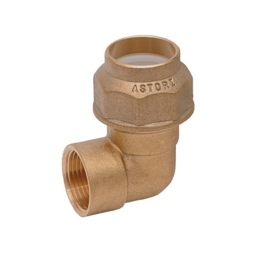 [IAT8625] GOMITO FEMMINA 3/4X25 IN OTTONE CON OGIVA TENUTA TEFLON PER TUBO PE