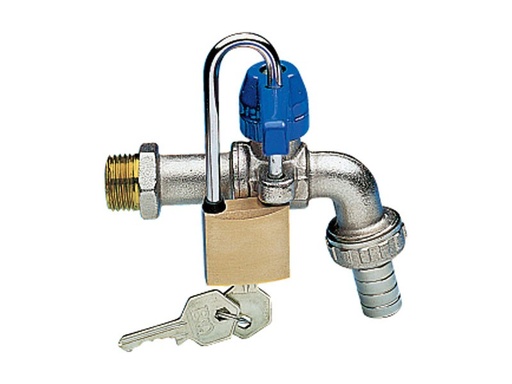 [IEN074] RUBINETTO CON PORTAGOMMA NICHELATO 1/2" CON LUCCHETTO E CHIAVE