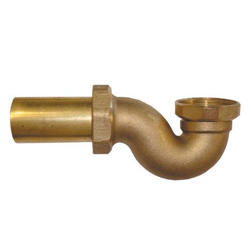 [IGH308] SIFONE OTTONE FUSO 1"1/2X40 CON DADO E CODOLO
