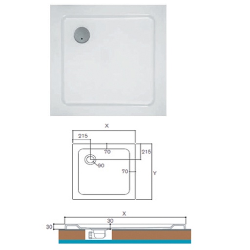 [IGLQ8080] PIATTO DOCCIA 80X80 QUICKR H.3CM
