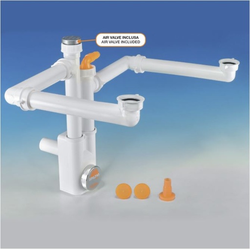 [ILR9128501] SIFONE SPAZIO ISPEZIONABILE PER LAVABO 2 VASCHE D40 1 1/2