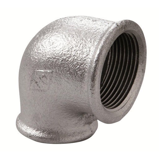 [IRZ90R11234] GOMITO 90° RIDOTTO FEMMINA/FEMMINA 1"1/2x3/4" ZINCATO