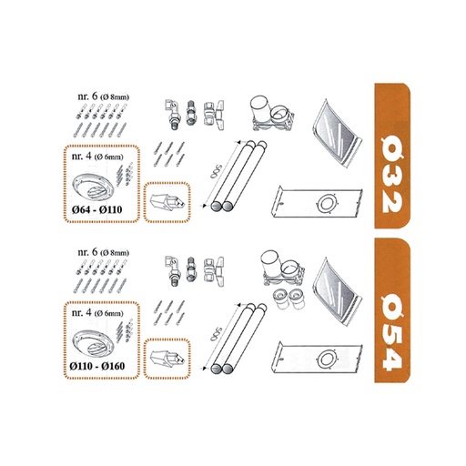 [ITKTP540P] KIT TUBAZIONI+DIMA D.54 PER POSTE 70 L=500