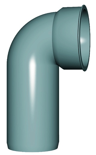 [IWV611804] CURVA TECNICA PROLUNGATA 90° CON TAPPO DI PROTEZIONE DA 40/46 GRIGIO