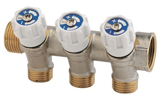 [IAT203B] COLLETTORE CON VITONE 45° 3/4" 3 VIE BIANCO-ASTORI