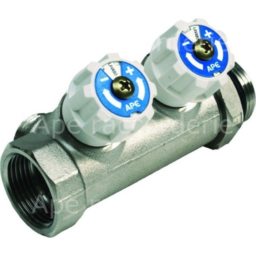 [IAPCOLL2] COLLETTORE 2 VIE MF DA 3/4” CON CHIUSURA A 35° E DERIVAZIONI DA 1/2” M