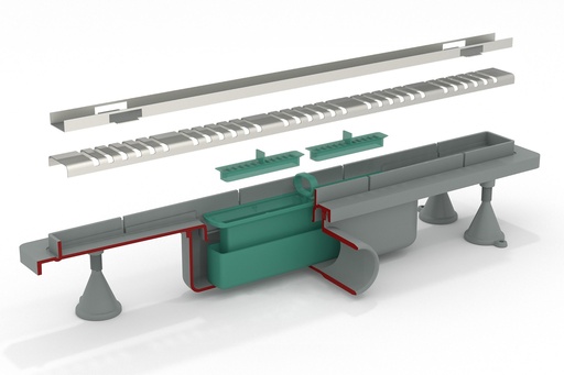[IOMP90570] CANALINA PER DOCCIA A PAVIMENTO IN ABS L.70 DN.50 CON DOPPIA GRIGLIA PIASTRELLABILE 